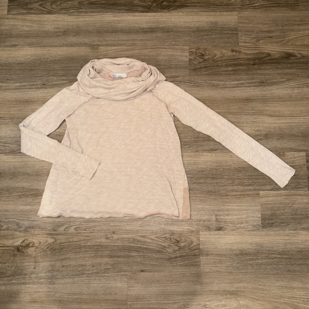 Free People Beach Cocoon Cowl Neck Pullover Beige‎ OS S M Oversized